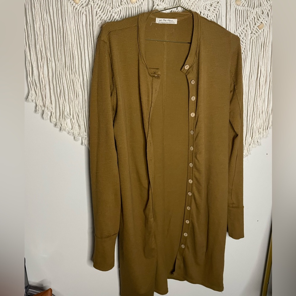 We the Free - long mustard buttoned long cardigan